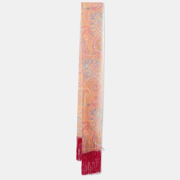 Dior Pink Paisley Print Silk Fringed Stole - Picture 1 of 4
